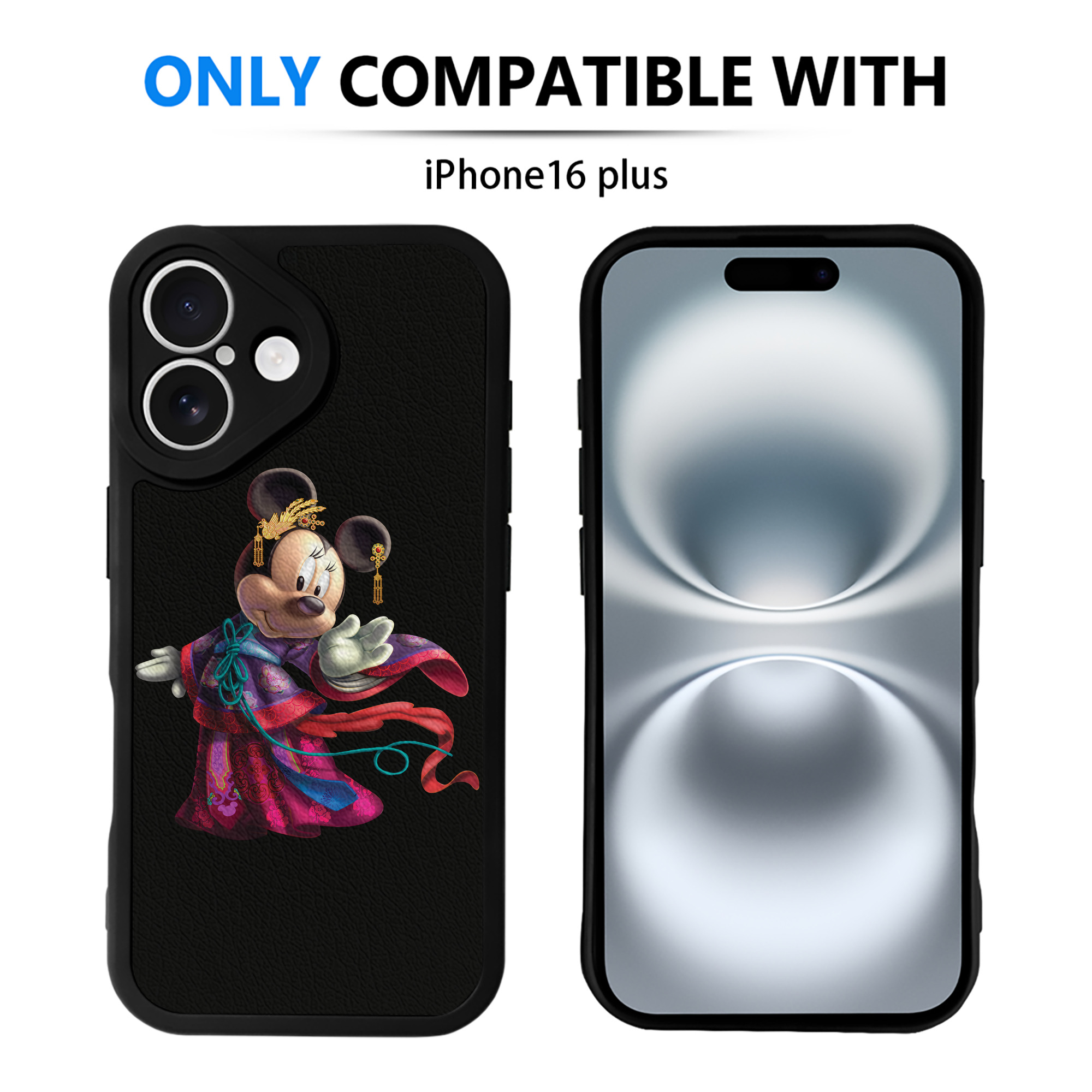 （画像用） ミッキーマウス Mickey Mouse 【iPhone 16シリーズ対応】シリコンスマホケース（レザー調） 材質：シリコン